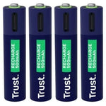 Pack de 4 Pilas AAA Trust 25671/ Recargables - PixelPlaza