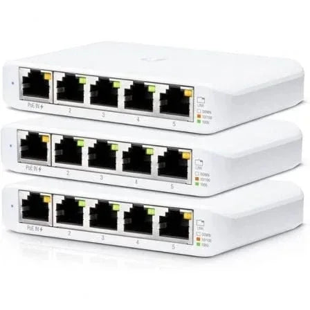 Switch Gestionado Ubiquiti USW-Flex Mini 5 Puertos/ RJ45 10/100/1000 PoE/ Pack 3 uds - PixelPlaza