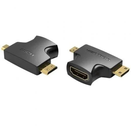 Adaptador HDMI 2 en 1 Vention AGFB0/ HDMI Hembra - Micro HDMI Macho - Mini HDMI Macho - PixelPlaza