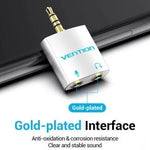 Adaptador Audio Vention BDBW0/ Jack 3.5 Macho - 2x Jack 3.5 Hembra/ Blanco - PixelPlaza