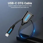 Cable USB 2.0 Vention CCSBB/ USB Tipo-C Macho - USB Hembra/ 15cm/ 480Mbps/ Negro - PixelPlaza