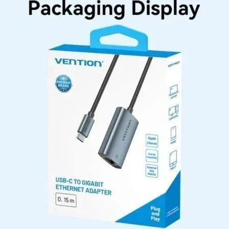 Adaptador USB Tipo-C - RJ45 Vention CFPHB/ 1000Mbps - PixelPlaza