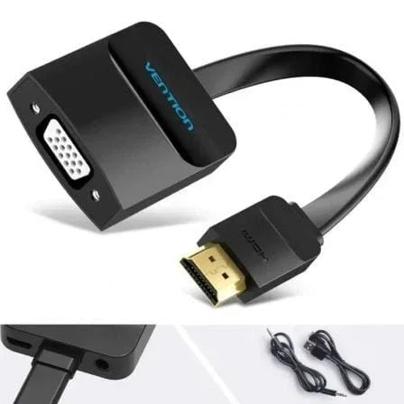 Conversor Vention 42161 HDMI Macho - VGA Hembra - Jack 3.5 Hembra/ 15cm/ Negro - PixelPlaza