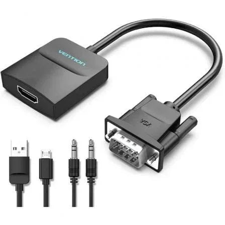 Cable Conversor Vention ACNBB/ VGA Macho - HDMI Hembra/ 15cm/ Negro - PixelPlaza