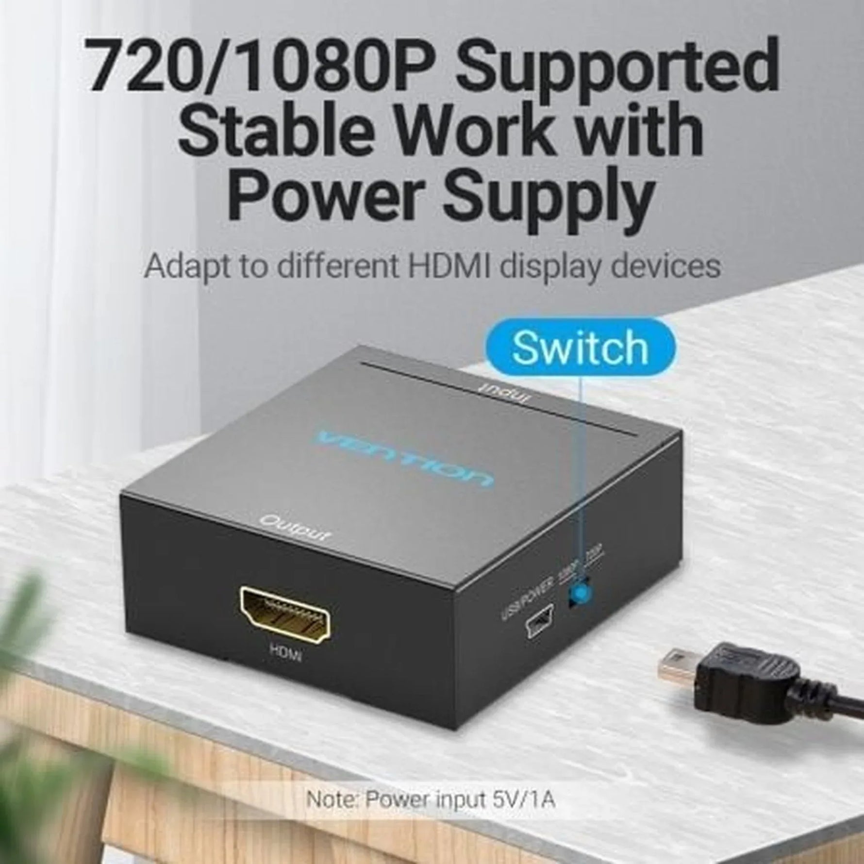 Convertidor RCA a HDMI Vention AEFB0/ RCA Hembra - HDMI Hembra - MiniUSB Hembra - PixelPlaza