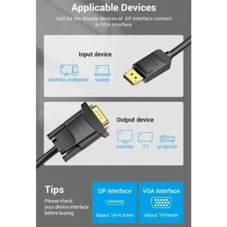 Cable Conversor Vention HBLBJ/ VGA Macho - DisplayPort Macho/ 5m/ Negro - PixelPlaza
