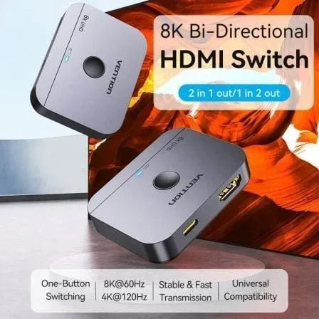 Switch Conmutador 8K HDMI 2.1 Bidireccional Vention AKPH0 HDMI Hembra/USB-C Hembra - 2x HDMI Hembra - PixelPlaza