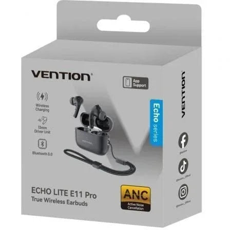 Auriculares Bluetooth Vention Echo Lite E11 Pro con estuche de carga/ Negros - PixelPlaza