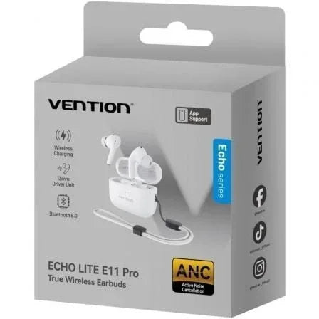 Auriculares Bluetooth Vention Echo Lite E11 Pro con estuche de carga/ Blancos - PixelPlaza