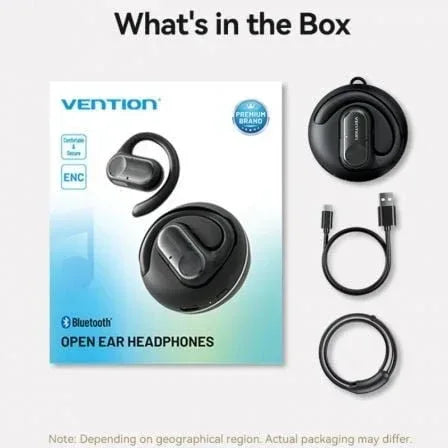 Auriculares Deportivos Bluetooth Vention Open Ear OpenBeat O11 NBPB0 con estuche de carga/ Negros - PixelPlaza