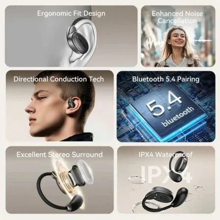 Auriculares Deportivos Bluetooth Vention Open Ear OpenBeat O15 NBTB0 con estuche de carga/ Negros - PixelPlaza