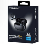 Auriculares Bluetooth Vention Echo Clip A11 Pro con estuche de carga/ Autonomía 6h/ Negro - PixelPlaza