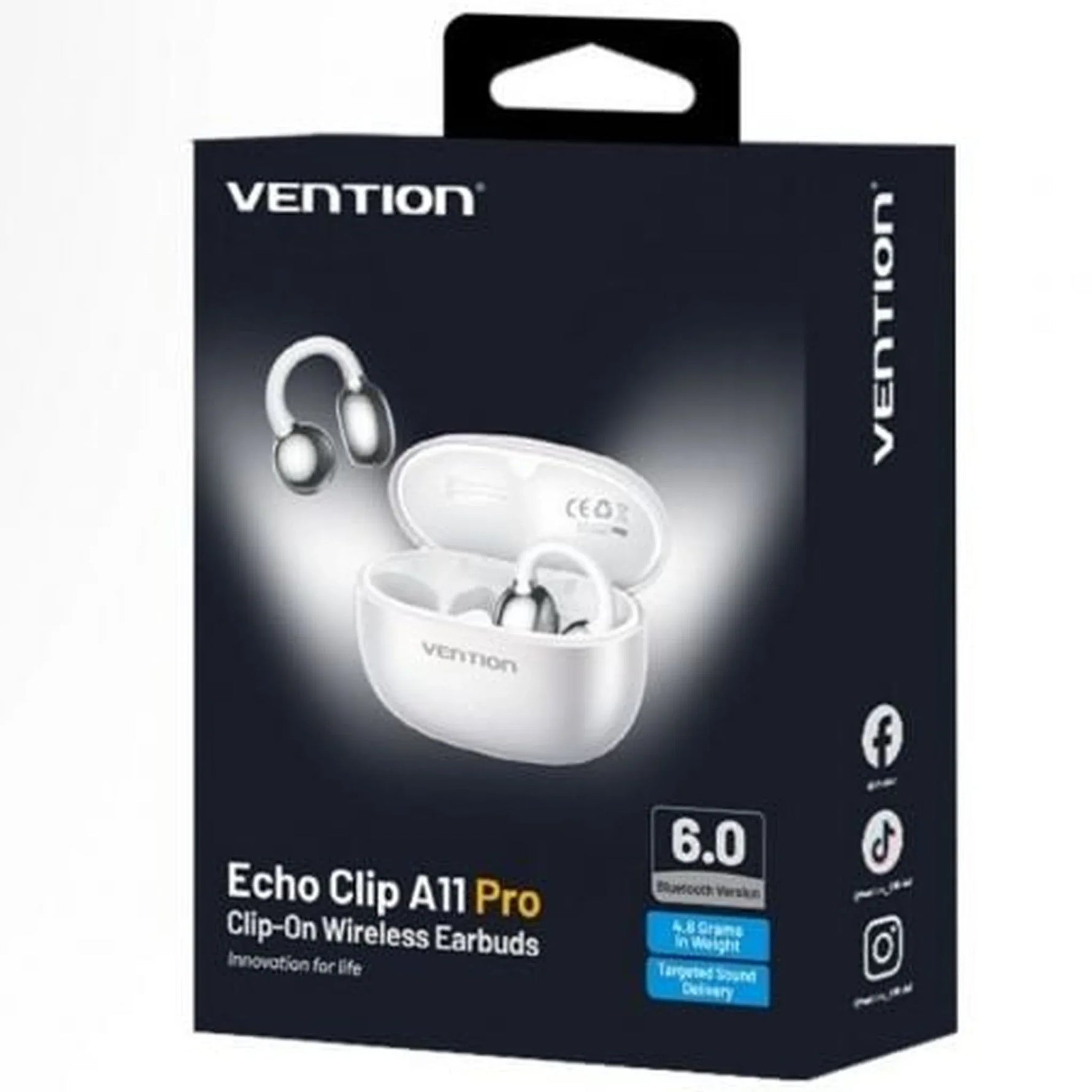 Auriculares Bluetooth Vention Echo Clip A11 Pro con estuche de carga/ Autonomía 6h/ Blancos - PixelPlaza