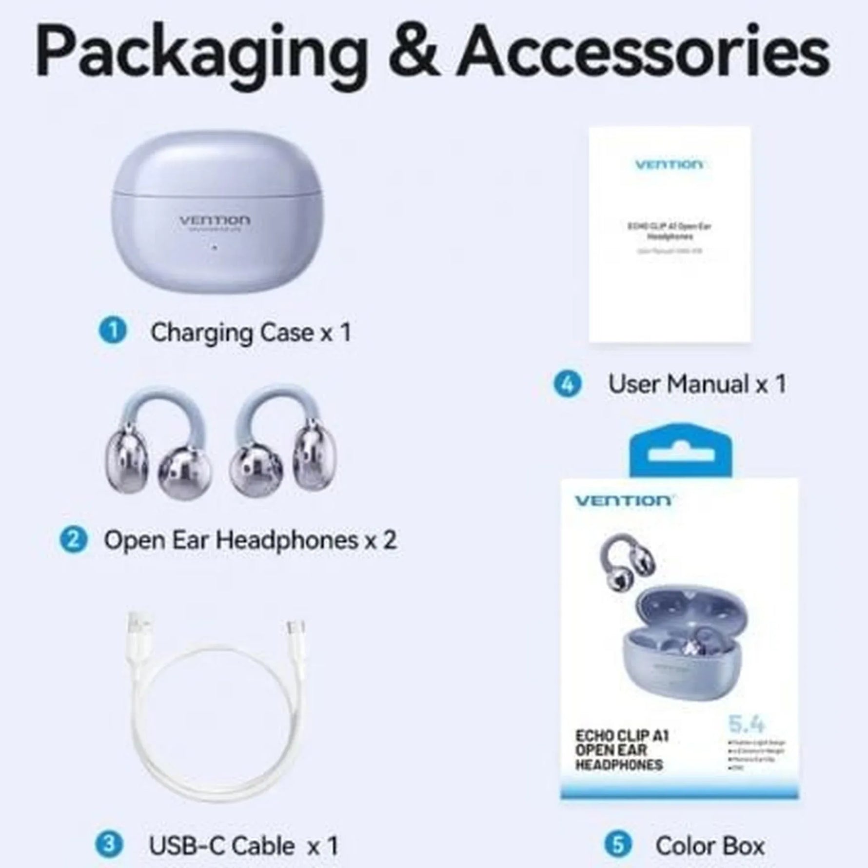 Auriculares Bluetooth Vention Echo Clip A11 Pro con estuche de carga/ Autonomía 6h/ Blancos - PixelPlaza