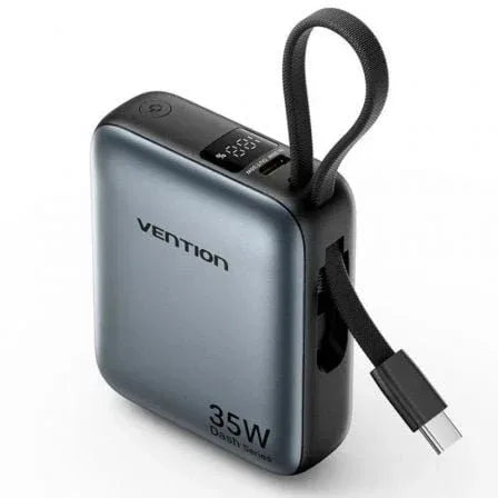 Powerbank 10000mAh Vention FHEH0/ 35W/ Gris/ Incluye Cable USB Tipo-C - PixelPlaza