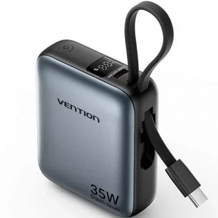 Powerbank 10000mAh Vention FHFH0/ 35W/ Gris/ Incluye Cable USB Tipo-C - PixelPlaza