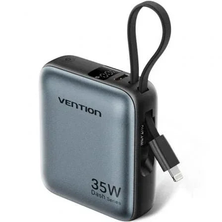 Powerbank 10000mAh Vention FHFN0/ 35W/ Gris/ Incluye Cable USB TIpo-C y Lightning - PixelPlaza