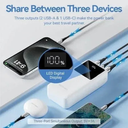 Powerbank 30000mAh Vention FHMW0/ 22.5W/ Blanca - PixelPlaza