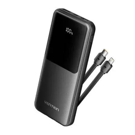Powerbank 10000mAh Vention FHOB0/ 22.5W/ Negra/ Incluye Cable USB Tipo-C y Lightning - PixelPlaza