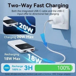 Powerbank 10000mAh Vention FHOW0/ 22.5W/ Blanca/ Incluye Cable USB Tipo-C y Lightning - PixelPlaza