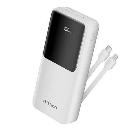 Powerbank 20000mAh Vention FHPW0/ 22.5W/ Blanca/ Incluye Cable USB Tipo-C y Lightning - PixelPlaza