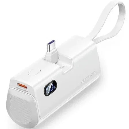 Powerbank 4800mAh Vention FHQW0/ 22.5W/ Blanca/ Incluye Cable USB Tipo-C y Lightning - PixelPlaza