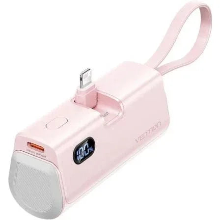 Powerbank 4800mAh Vention FHRP0/ 22.5W/ Rosa/ Incluye Cable USB Tipo-C y Lightning - PixelPlaza