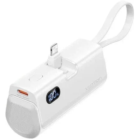 Powerbank 4800mAh Vention FHRW0/ 22.5W/ Blanca/ Incluye Cable USB Tipo-C y Lightning - PixelPlaza