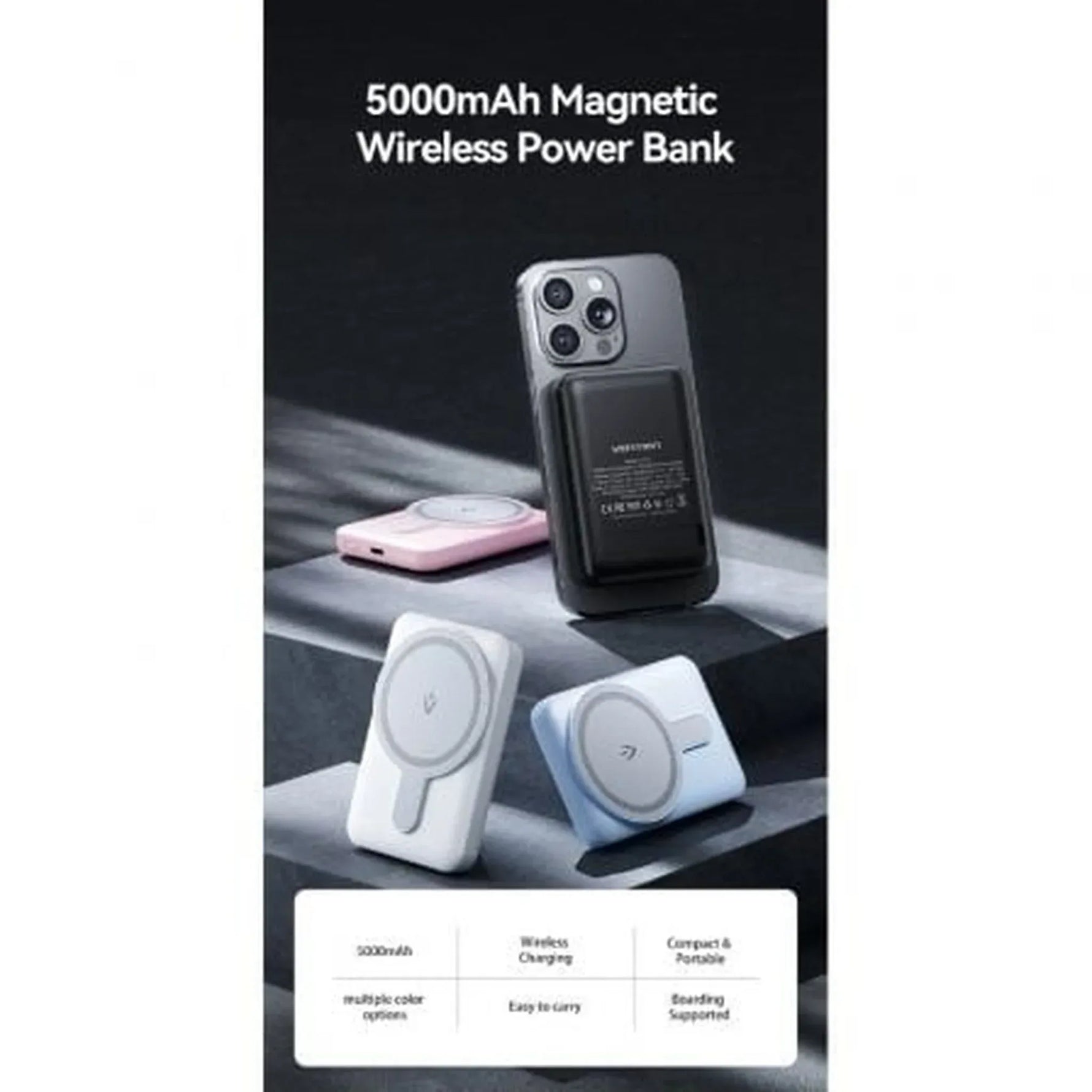 Powerbank 5000mAh Vention FHSL0/ 20W/ Wireless/ Azul - PixelPlaza