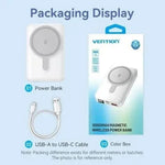 Powerbank 10000mAh Vention FHTB0/ 22.5W/ Wireless/ Negra - PixelPlaza