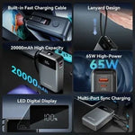 Powerbank 20000mAh Vention FHYB0/ 65W/ Gris/ Incluye Cable USB Tipo-C - PixelPlaza