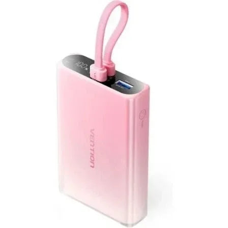 Powerbank 10000mAh Vention FHZP0/ 22.5W/ Rosa/ Incluye Cable USB Tipo-C y Lightning - PixelPlaza