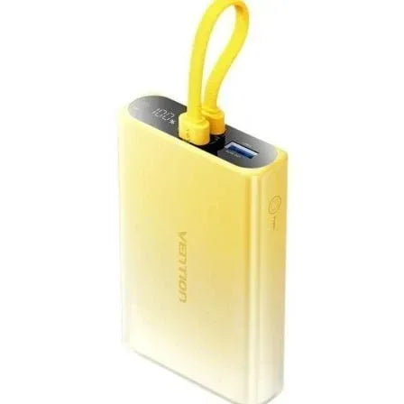 Powerbank 10000mAh Vention FHZY0/ 22.5W/ Amarillo/ Incluye Cable USB Tipo-C y Lightning - PixelPlaza