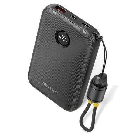 Powerbank 10000mAh Vention FKAB0-C/ 22.5W/ Negro/ Incluye Cable USB Tipo-C - PixelPlaza
