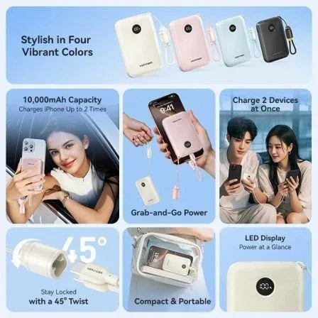 Powerbank 10000mAh Vention FKAP0-C/ 22.5W/ Rosa/ Incluye Cable USB Tipo-C - PixelPlaza