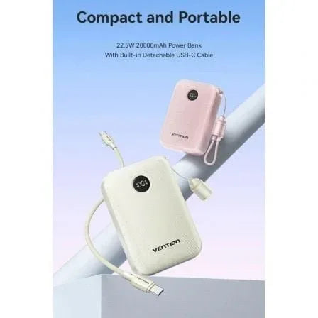 Powerbank 20000mAh Vention FKBB0-C/ 22.5W/ Negro/ Incluye Cable USB Tipo-C - PixelPlaza