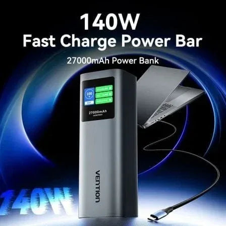 Powerbank 27000mAh Vention FKEH0/ 140W/ Gris - PixelPlaza