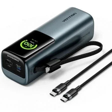 Powerbank 20000mAh Vention FKFH0/ 165W/ Gris/ Incluye Cable USB Tipo-C - PixelPlaza
