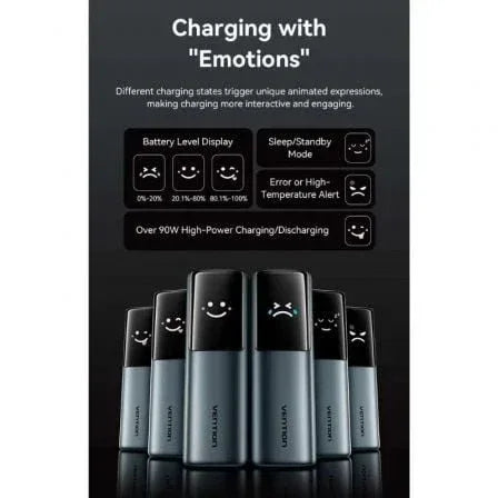 Powerbank 20000mAh Vention FKFH0/ 165W/ Gris/ Incluye Cable USB Tipo-C - PixelPlaza