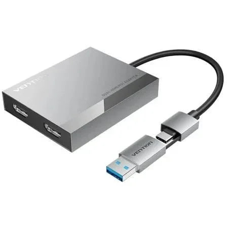 Conversor Vention ACXHB/ USB Tipo-C Macho/ USB Macho - 2x HDMI Hembra/ 15cm/ Gris - PixelPlaza