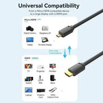 Cable Micro HDMI 2.0 4K Vention AGIBH/ HDMI Macho - Micro HDMI Macho/ 2m/ Negro - PixelPlaza