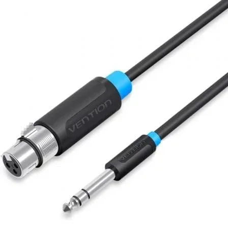 Cable Estéreo Vention BBEBF/ Jack 6.5 Macho - XLR Hembra/ 1m/ Negro - PixelPlaza