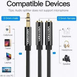 Cable Estéreo Vention BBSBY/ Jack 3.5 Macho - 2x Jack 3.5 Hembra/ 30cm/ Negro - PixelPlaza