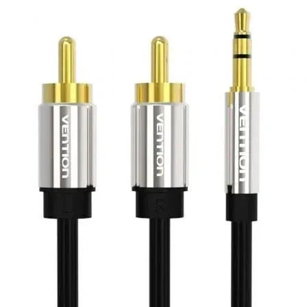 Cable Estéreo Vention BCFBH/ Jack 3.5 Macho - 2x RCA Macho/ 2m/ Negro - PixelPlaza