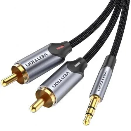 Cable Audio Vention BCNBG/ 2x RCA Macho - Jack 3.5 Macho/ 1.5m/ Gris - PixelPlaza
