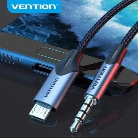 Cable Audio Vention BDGBG/ MicroUSB Macho - Jack 3.5 Macho/ 1.5m/ Negro - PixelPlaza