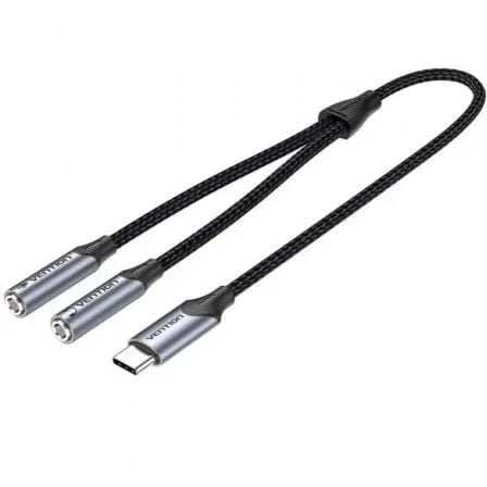 Cable Conversor USB Tipo-C Vention BGNHY/ USB Tipo-C Macho - 2x Jack 3.5 Hembra/ 30cm/ Gris - PixelPlaza