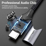 Cable Conversor USB Tipo-C Vention BGNHY/ USB Tipo-C Macho - 2x Jack 3.5 Hembra/ 30cm/ Gris - PixelPlaza