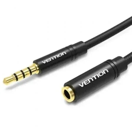 Cable Estéreo Vention BHBBG/ Jack 3.5 Macho - Jack 3.5 Hembra/ 1.5m/ Negro - PixelPlaza