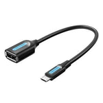 Cable USB 2.0 Vention CCUBB/ MicroUSB Macho - USB Hembra/ 480Mbps/ 15cm/ Negro - PixelPlaza